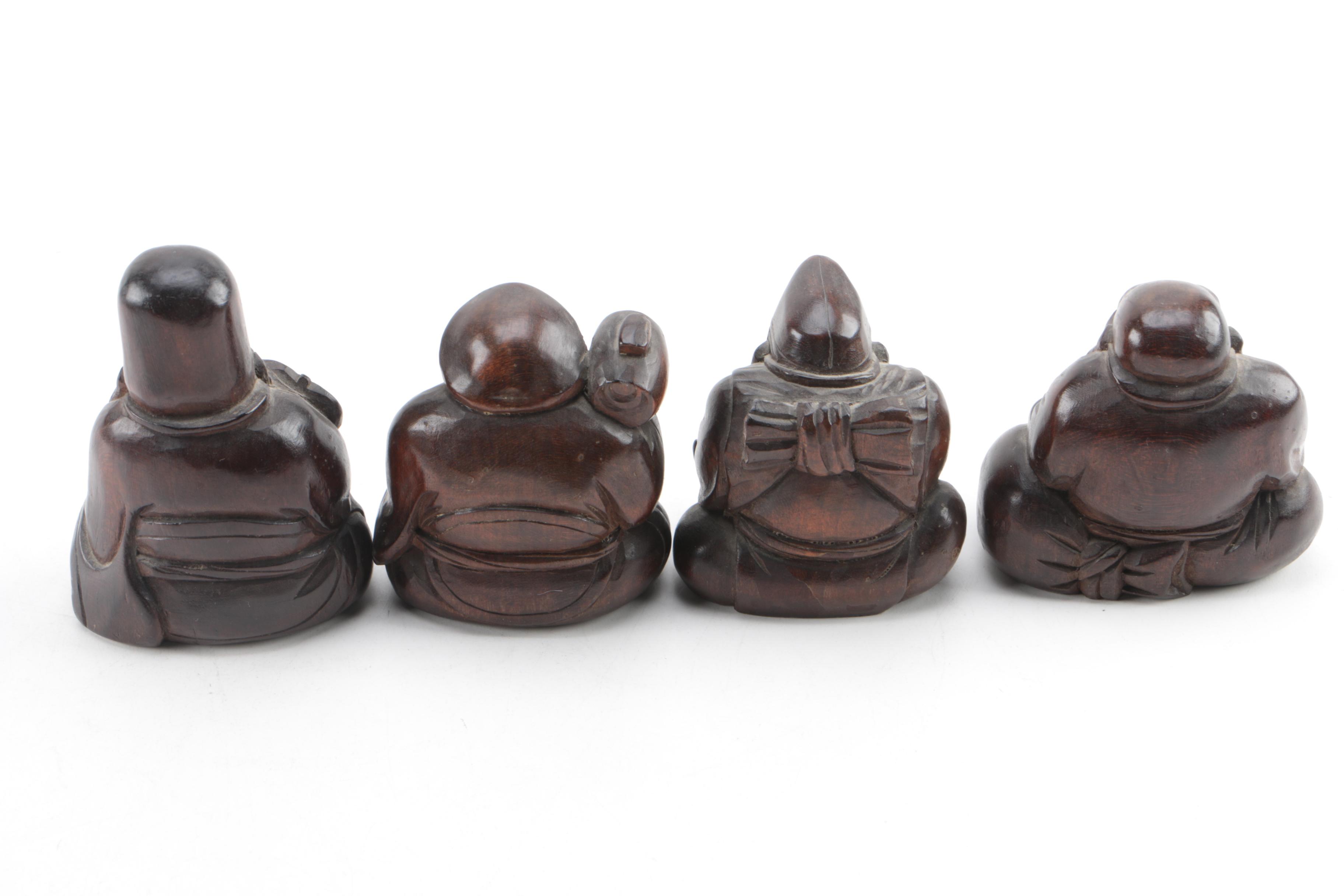 Japanese Seven Gods of Fortune Figurines on Stepped Base