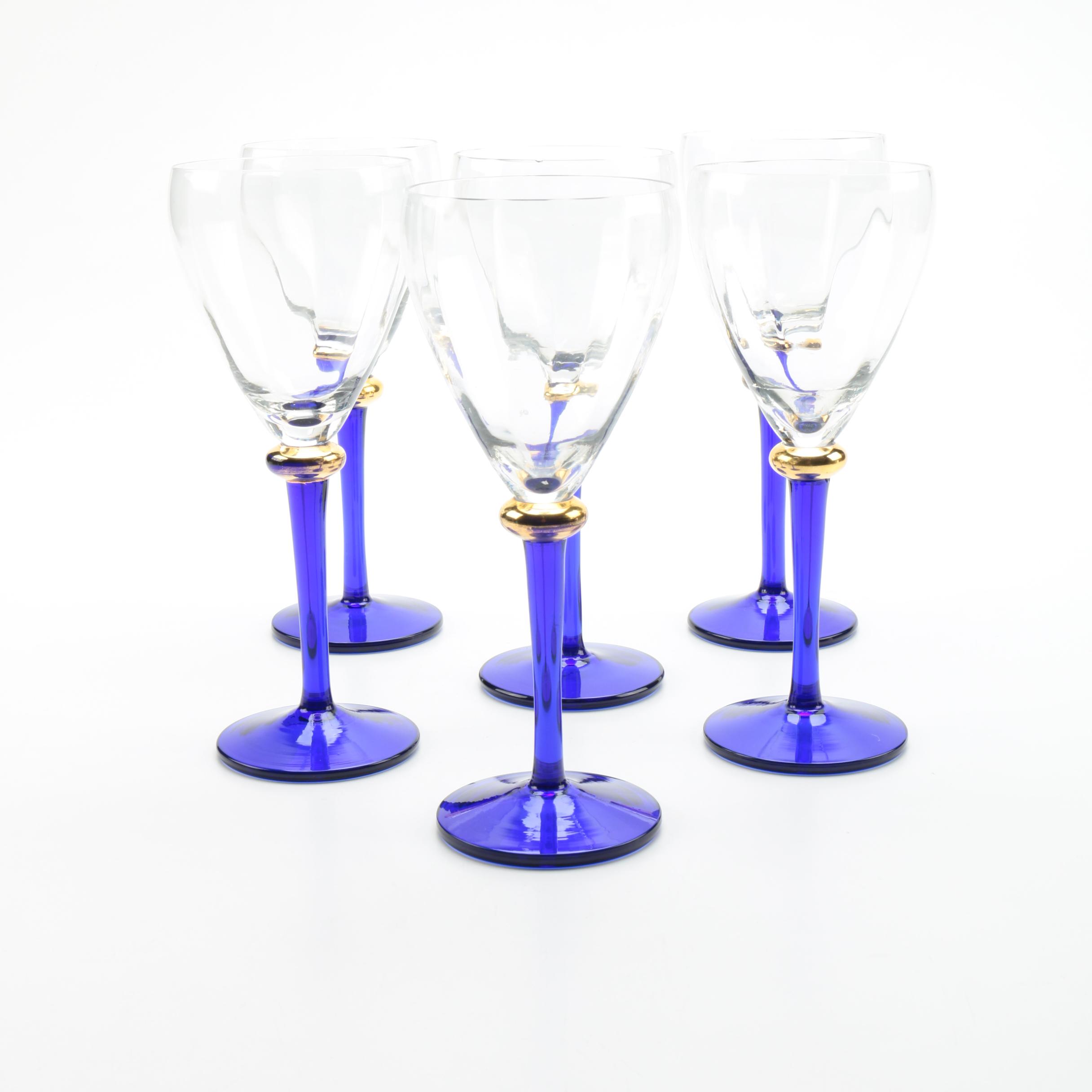 Cobalt Blue Stem Wine Glasses