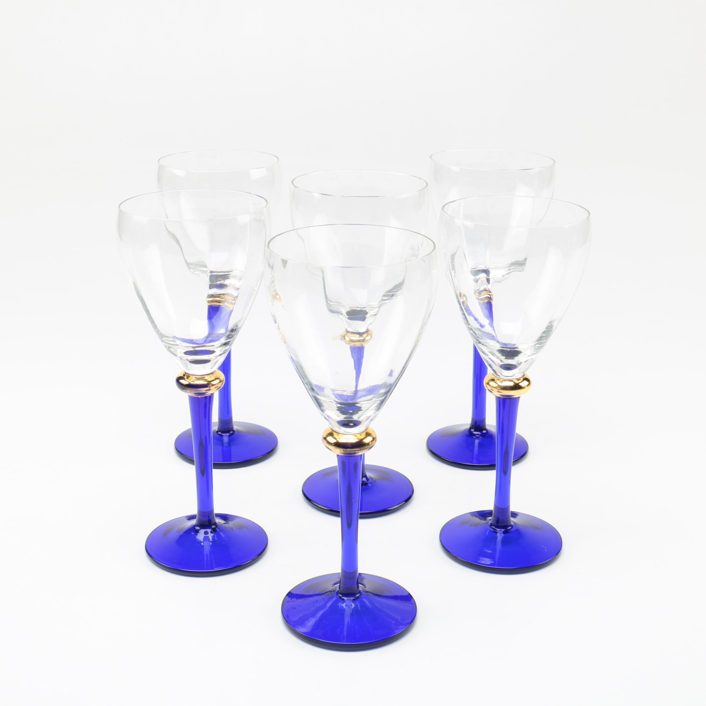 Cobalt Blue Stem Wine Glasses