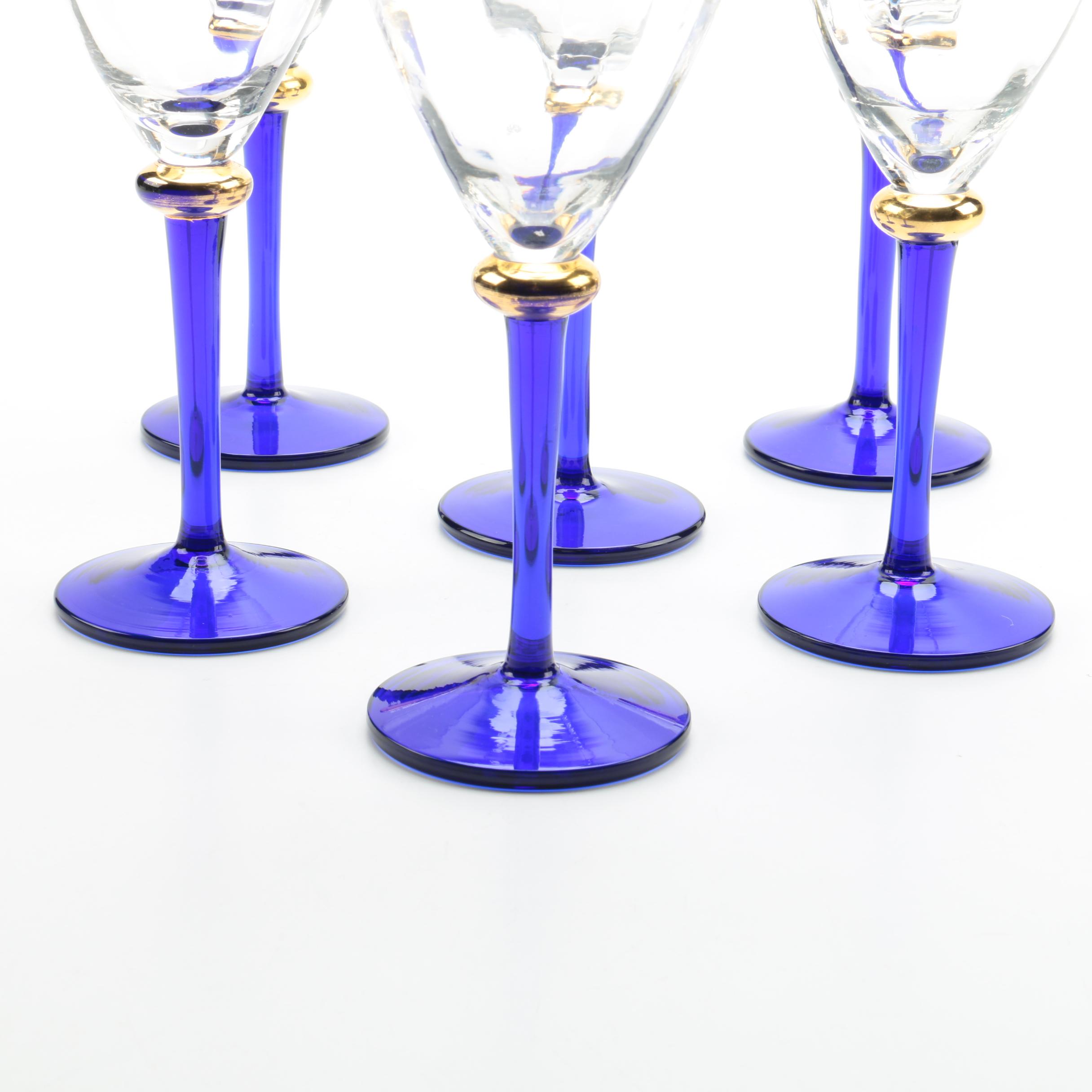 Cobalt Blue Stem Wine Glasses