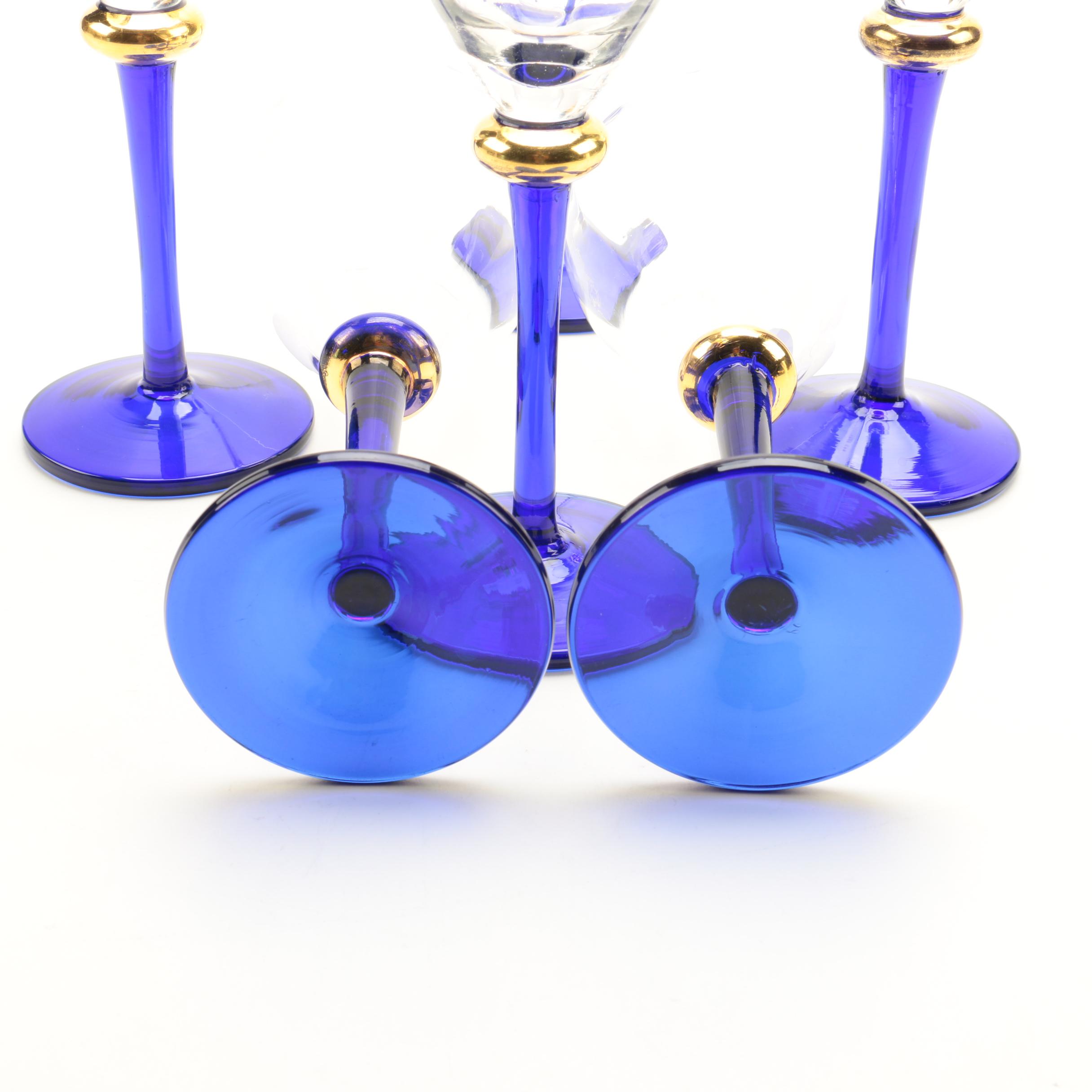 Cobalt Blue Stem Wine Glasses