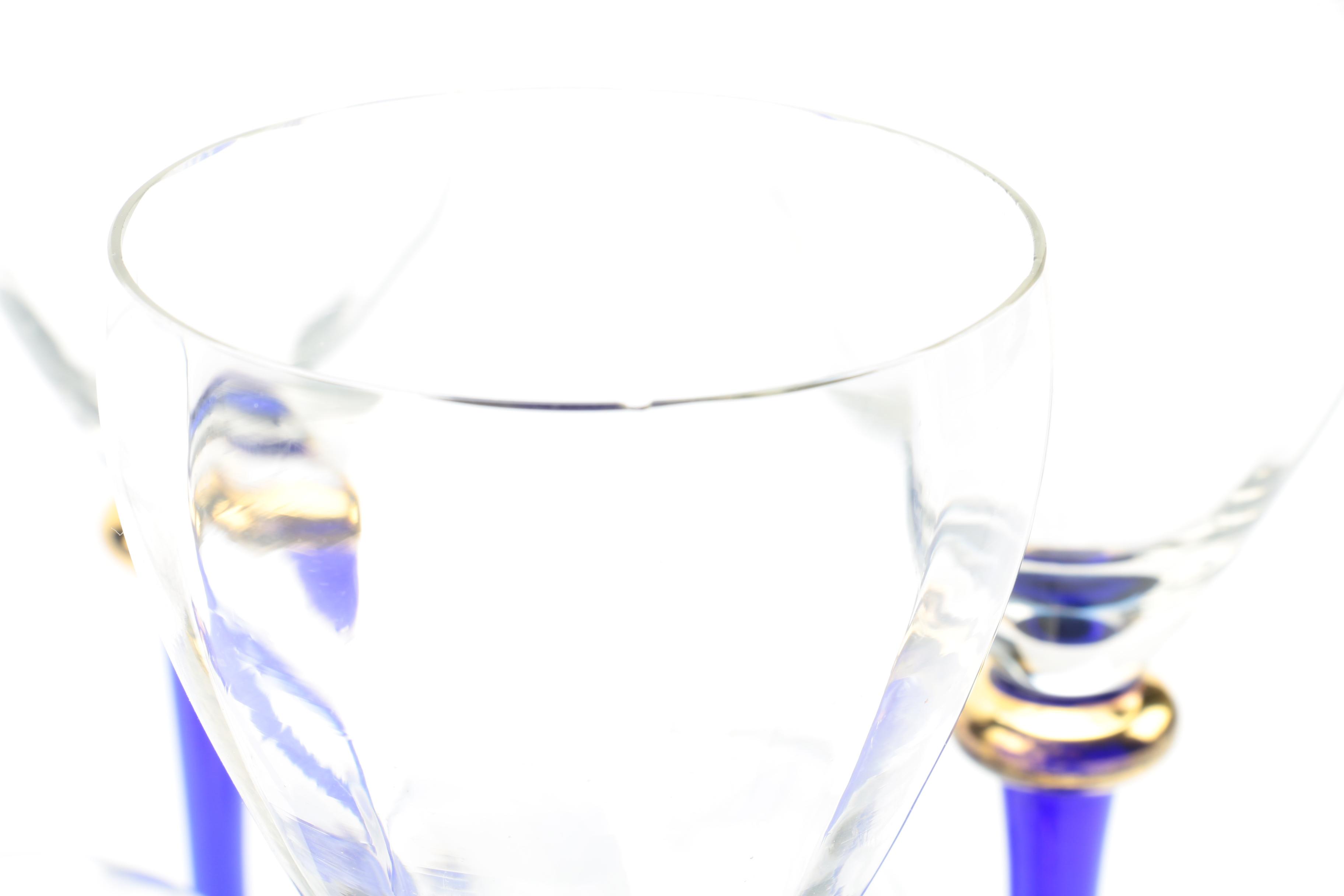 Cobalt Blue Stem Wine Glasses