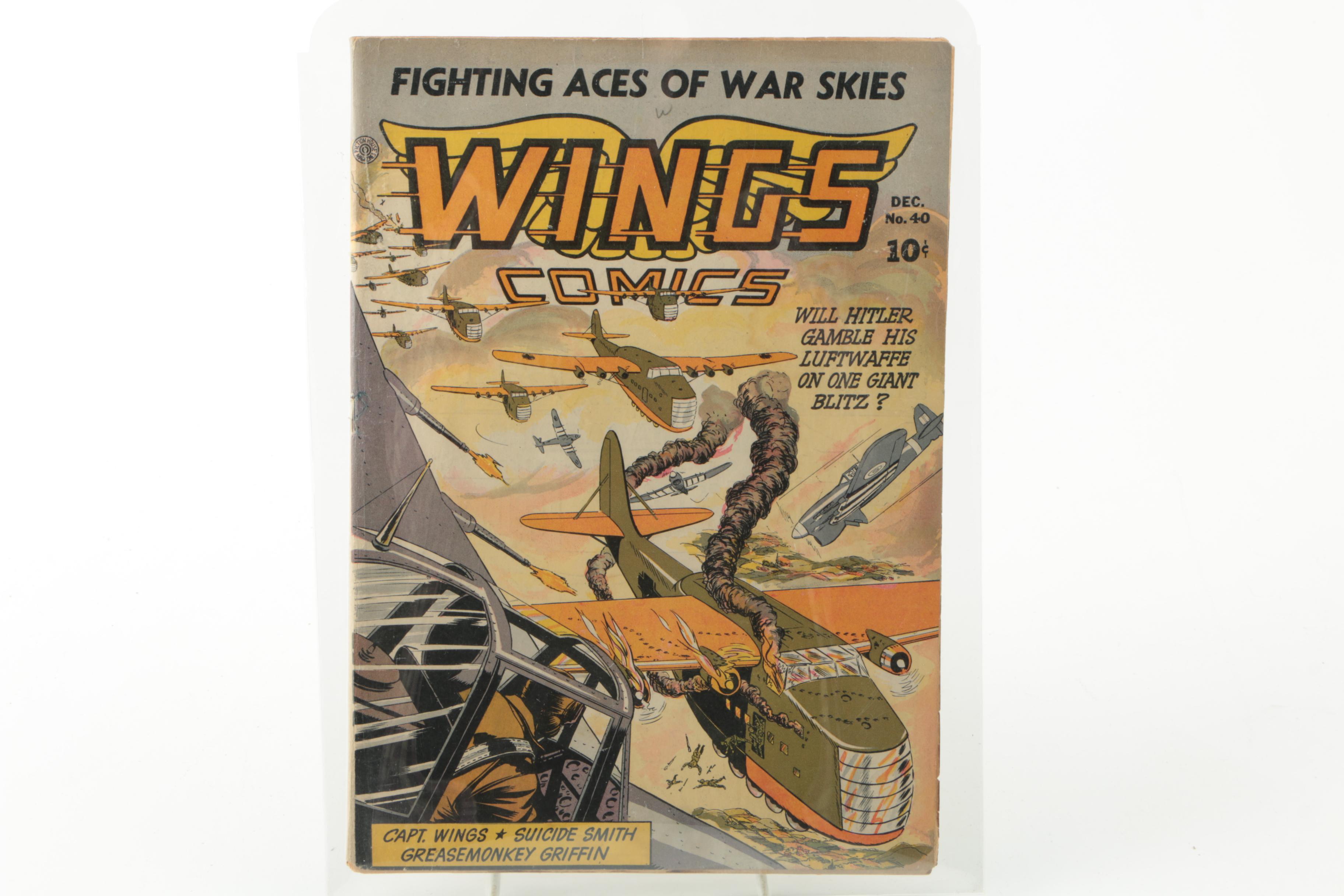 1943 World War II Comic Book "Wings Comics" #40 by Fiction House