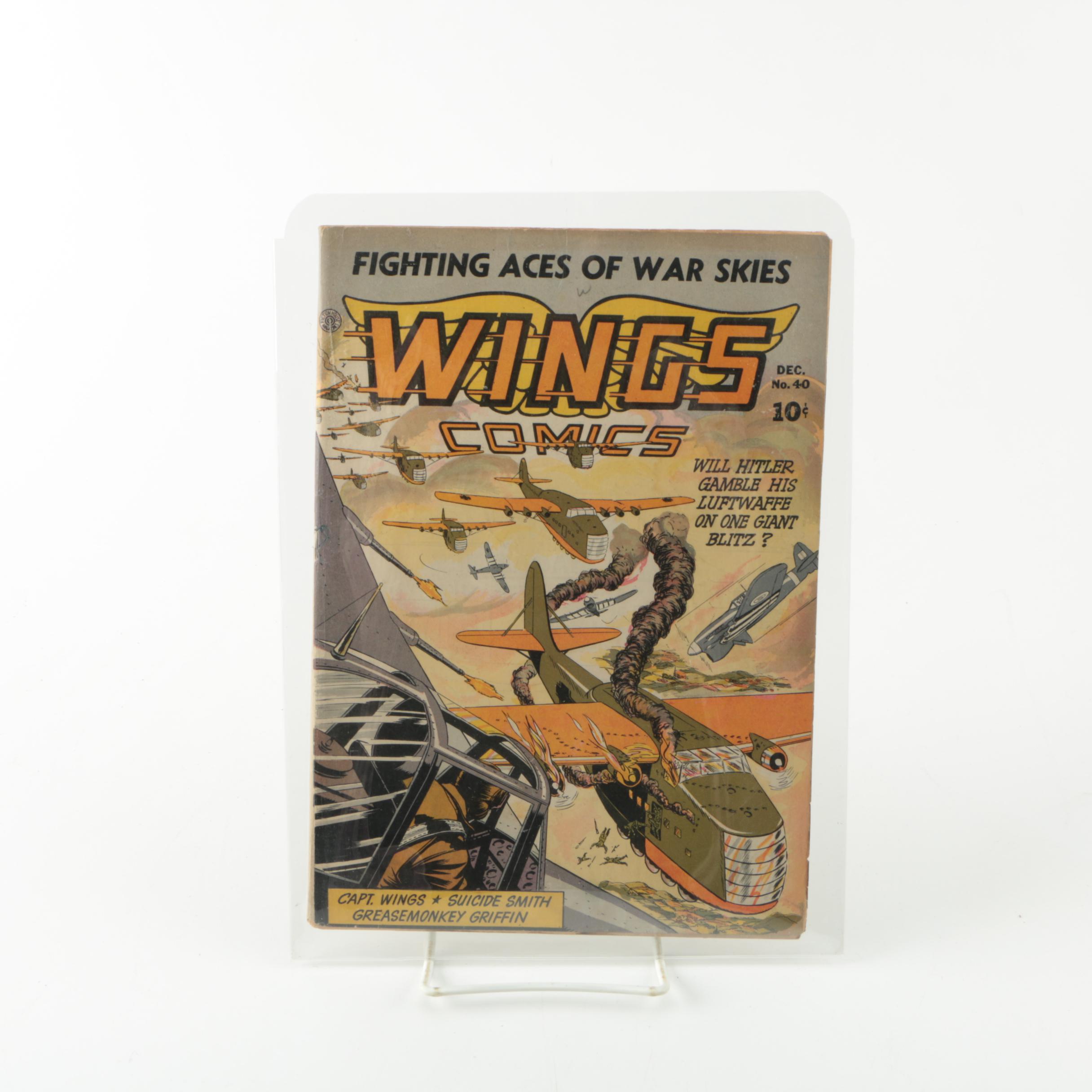1943 World War II Comic Book "Wings Comics" #40 by Fiction House