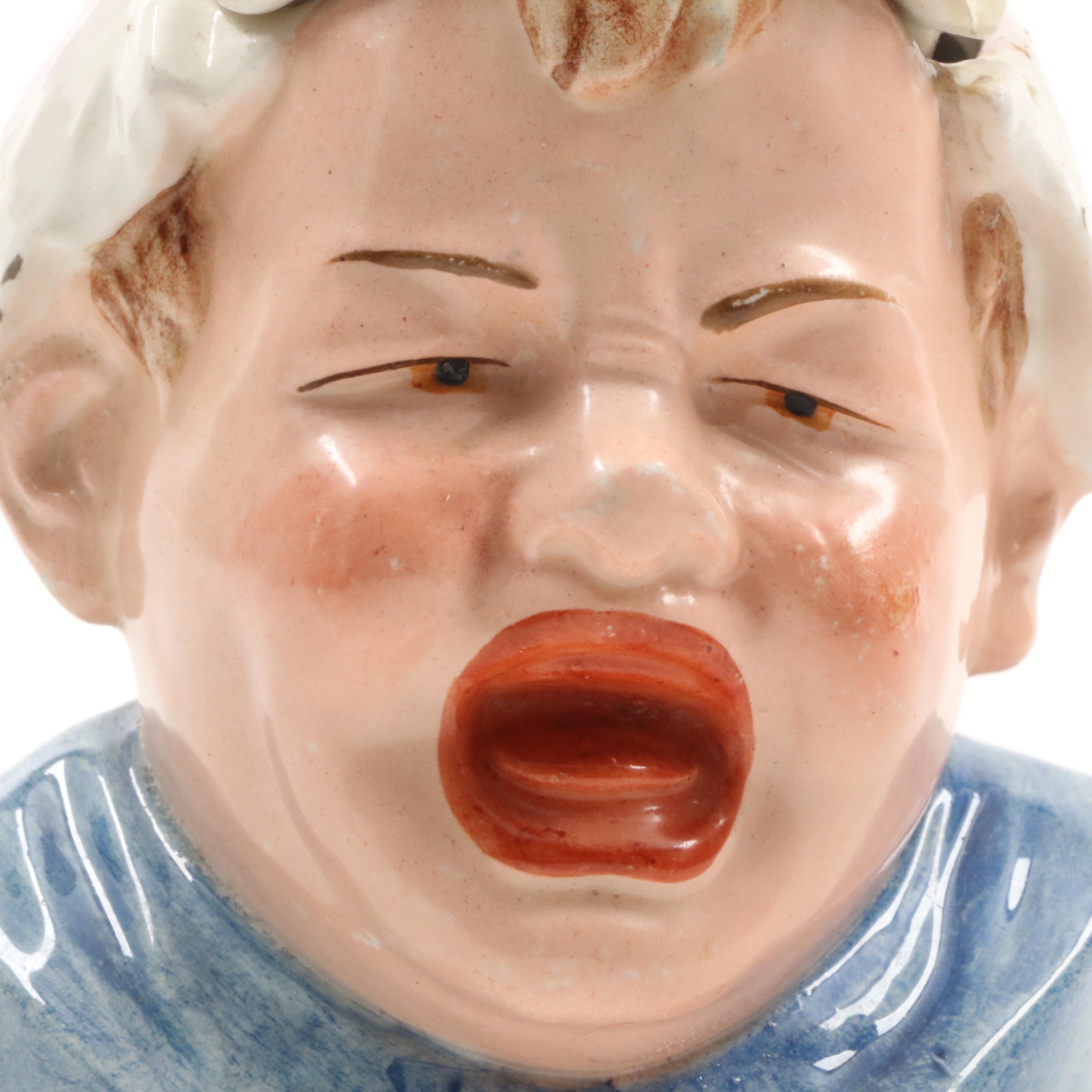 Two Vintage Hand Painted Ceramic Tobacco Jars