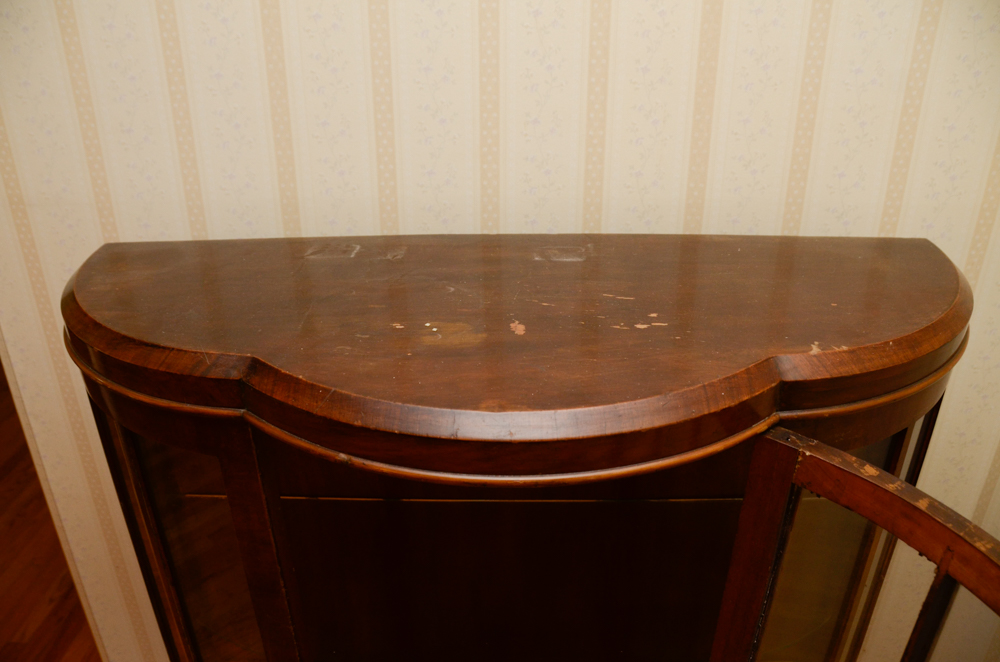 Vintage English Art Deco Walnut Display Cabinet