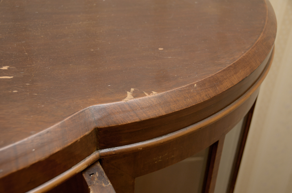 Vintage English Art Deco Walnut Display Cabinet