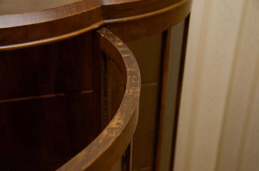 Vintage English Art Deco Walnut Display Cabinet