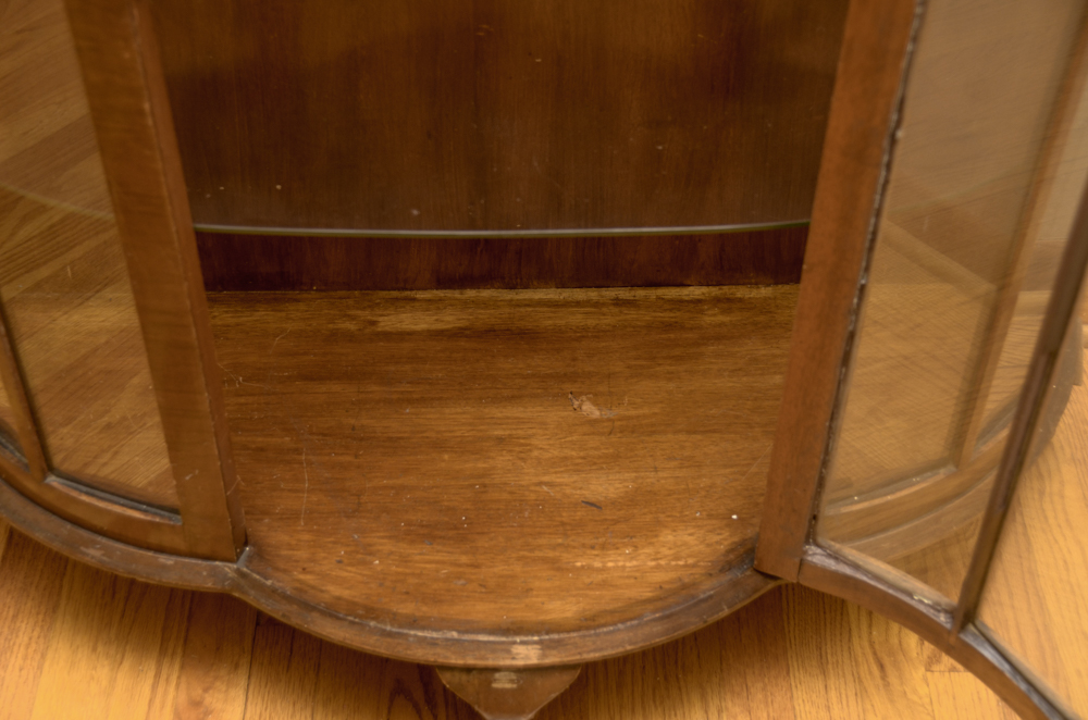 Vintage English Art Deco Walnut Display Cabinet