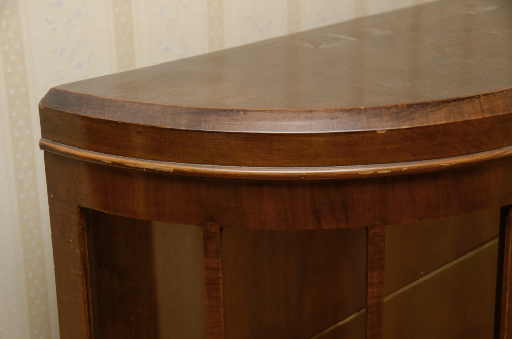 Vintage English Art Deco Walnut Display Cabinet