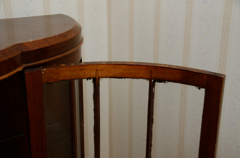 Vintage English Art Deco Walnut Display Cabinet