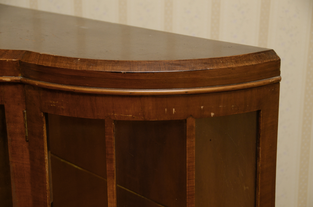Vintage English Art Deco Walnut Display Cabinet
