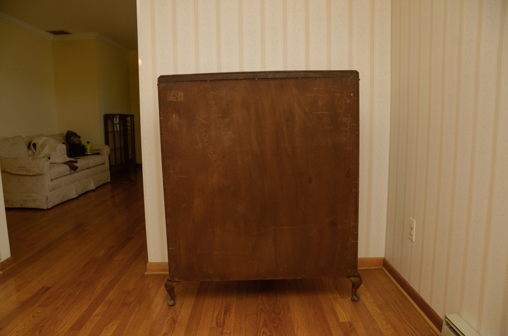 Vintage English Art Deco Walnut Display Cabinet
