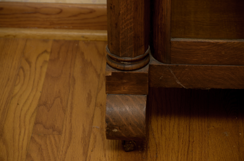 Antique Victorian Empire Style Tiger Oak Display Cabinet