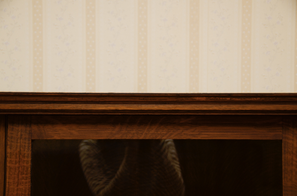 Antique Victorian Empire Style Tiger Oak Display Cabinet