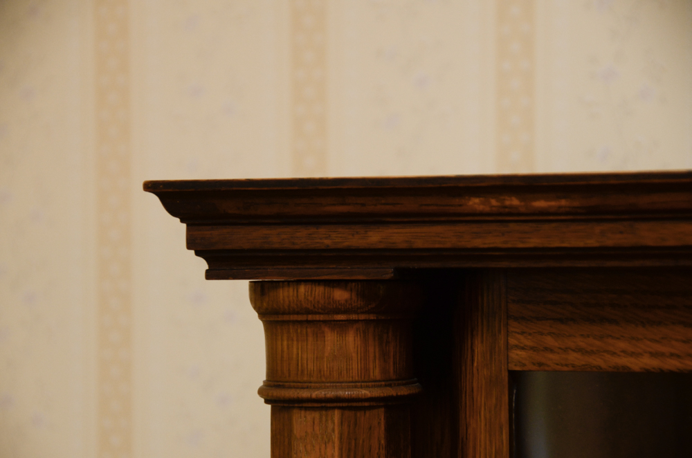 Antique Victorian Empire Style Tiger Oak Display Cabinet