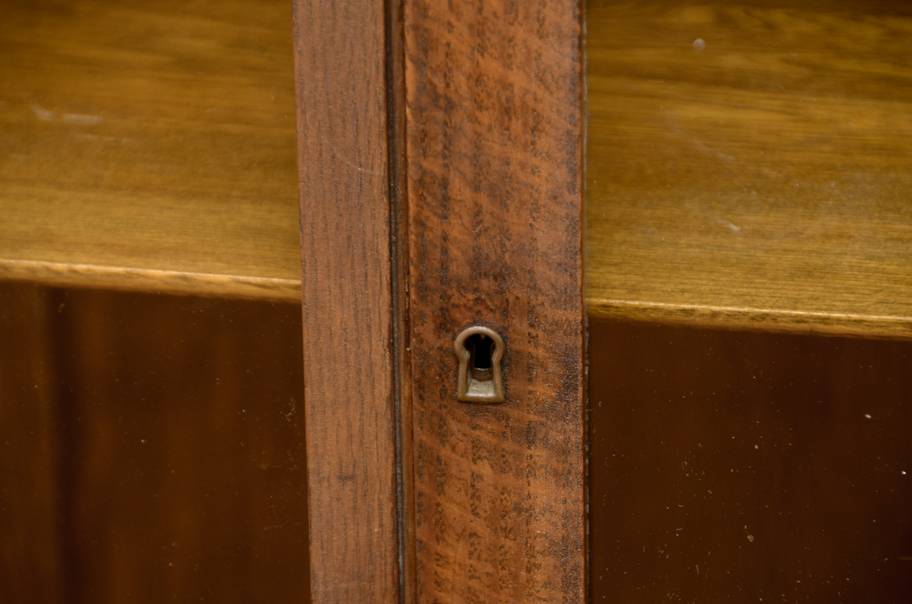 Antique Victorian Empire Style Tiger Oak Display Cabinet