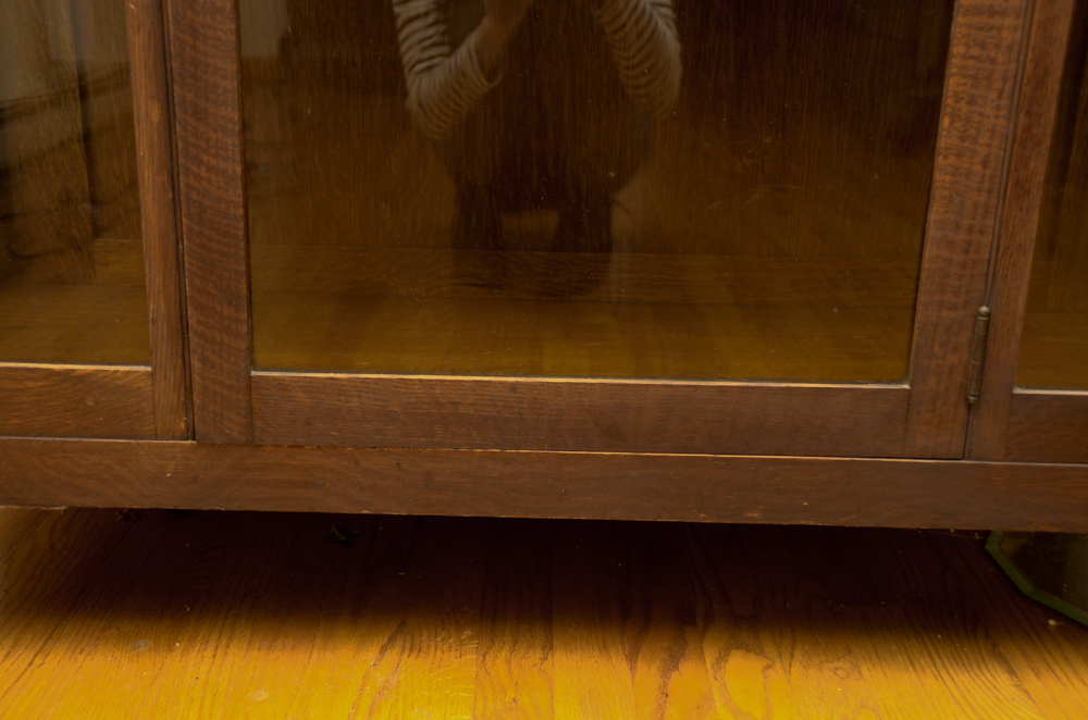 Antique Victorian Empire Style Tiger Oak Display Cabinet