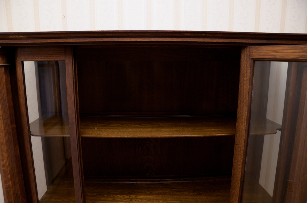 Antique Victorian Empire Style Tiger Oak Display Cabinet