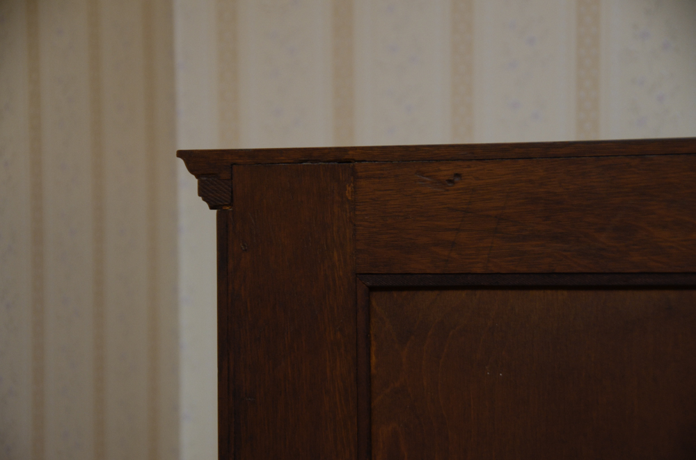 Antique Victorian Empire Style Tiger Oak Display Cabinet