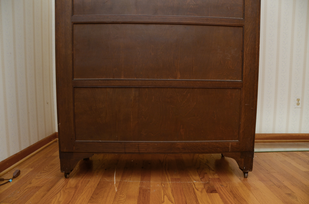 Antique Victorian Empire Style Tiger Oak Display Cabinet