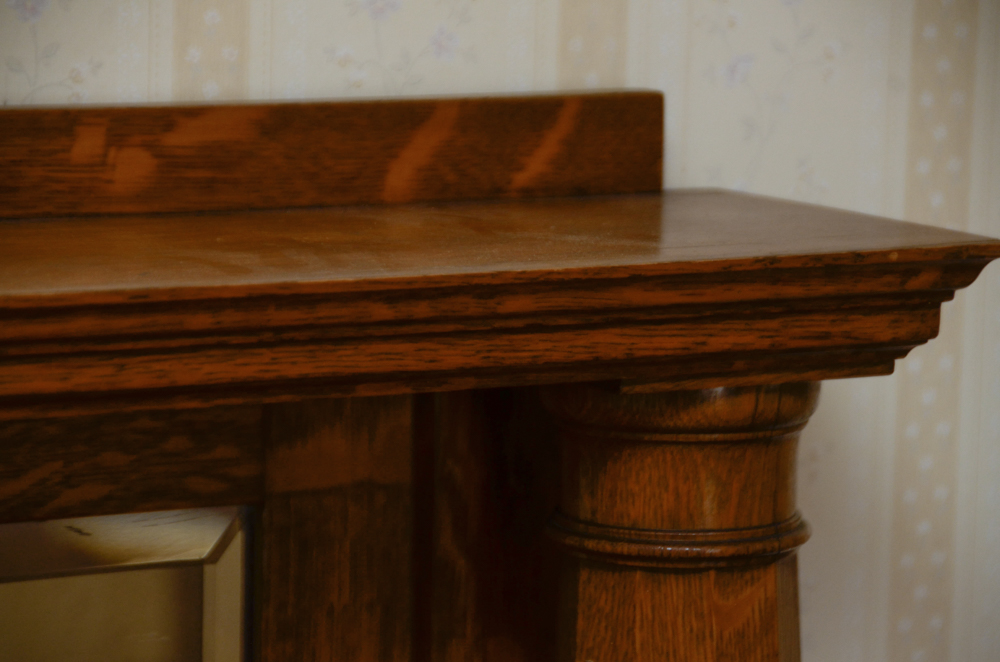 Antique Victorian Empire Style Oak Sideboard with Mirror