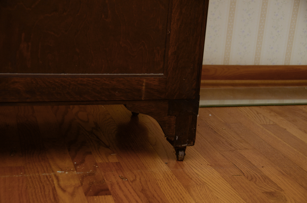 Antique Victorian Empire Style Tiger Oak Display Cabinet