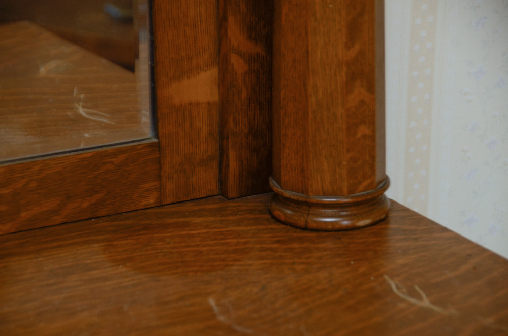 Antique Victorian Empire Style Oak Sideboard with Mirror