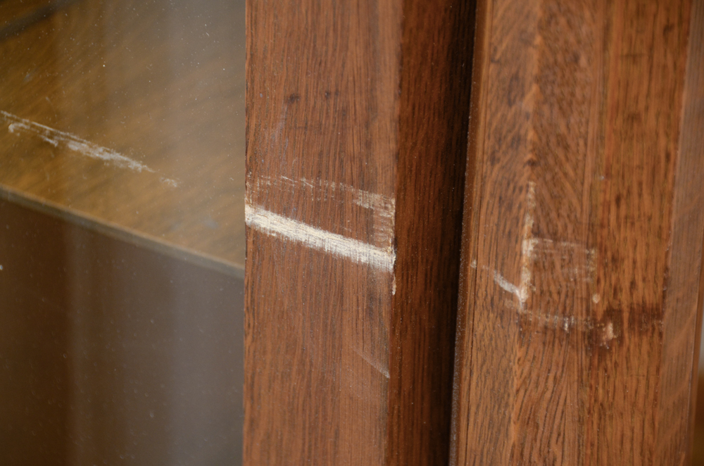 Antique Victorian Empire Style Tiger Oak Display Cabinet