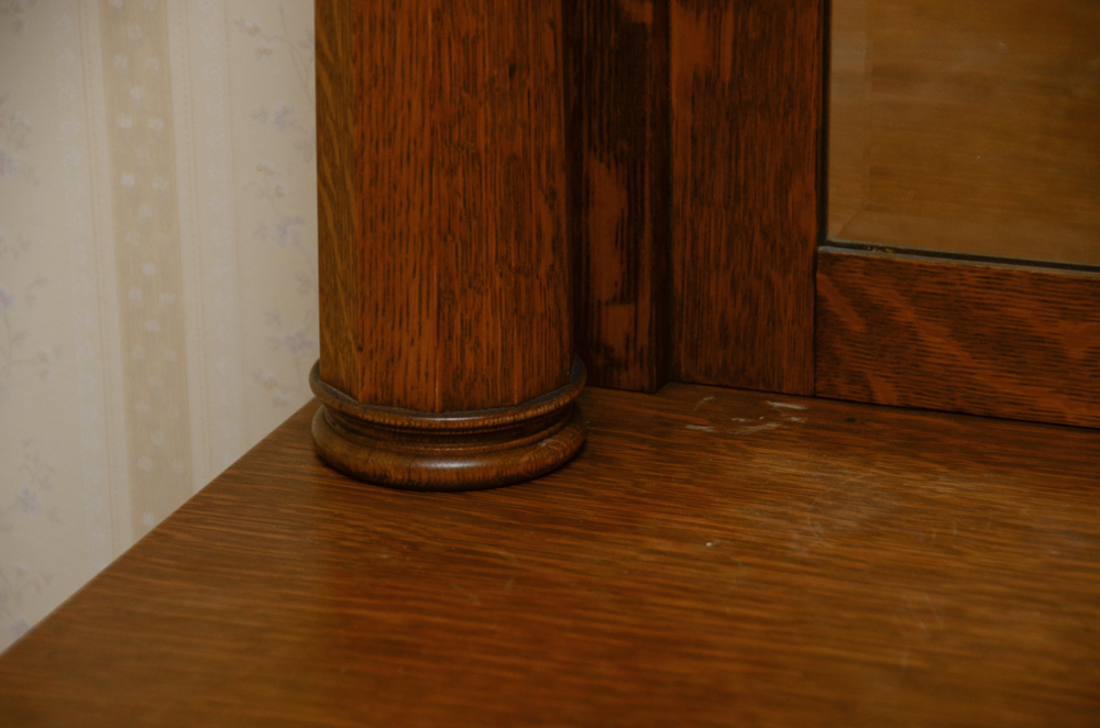 Antique Victorian Empire Style Oak Sideboard with Mirror