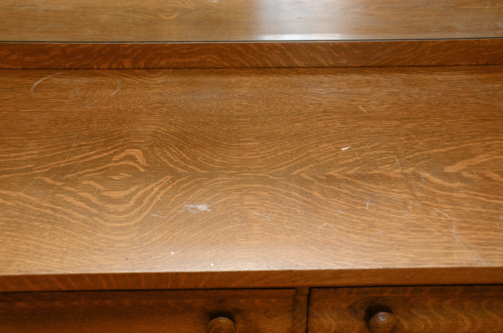 Antique Victorian Empire Style Oak Sideboard with Mirror