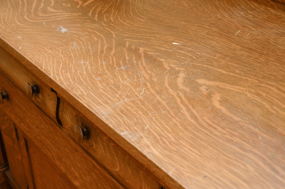 Antique Victorian Empire Style Oak Sideboard with Mirror