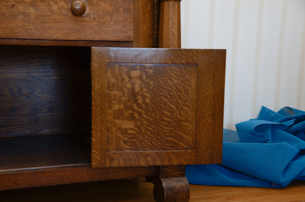 Antique Victorian Empire Style Oak Sideboard with Mirror