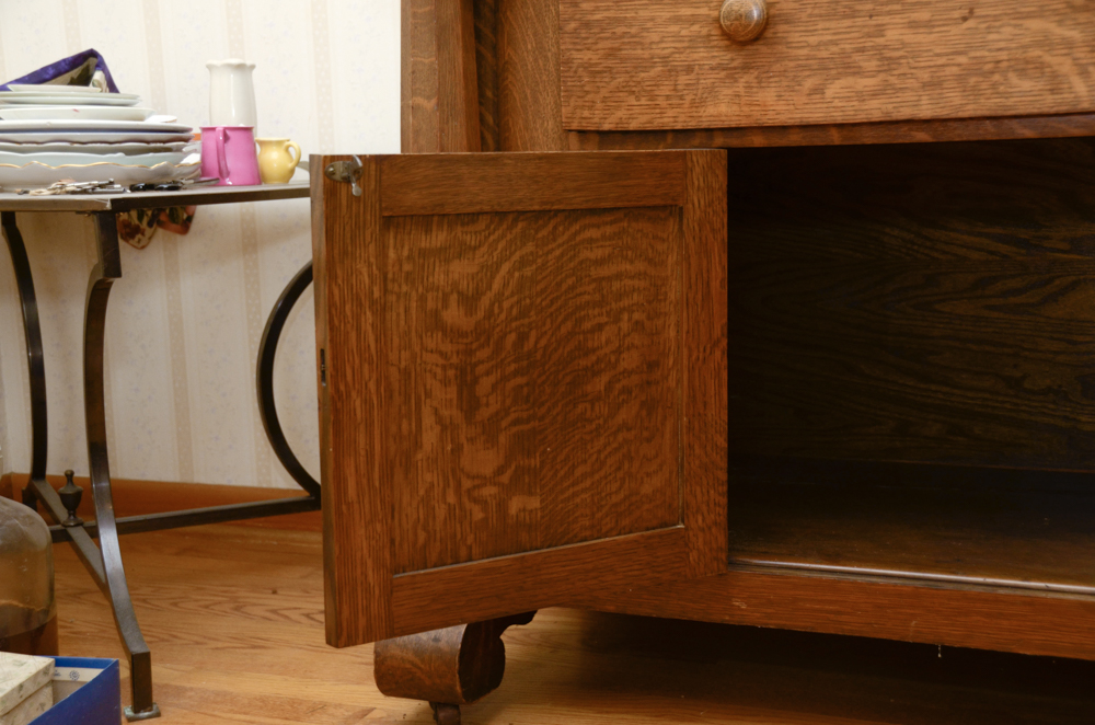 Antique Victorian Empire Style Oak Sideboard with Mirror