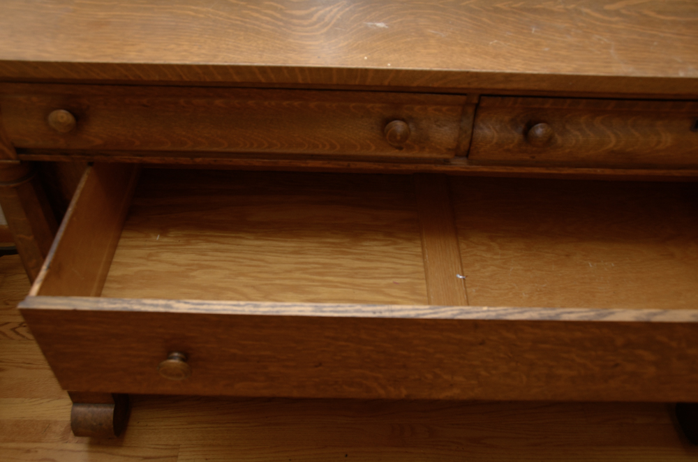 Antique Victorian Empire Style Oak Sideboard with Mirror