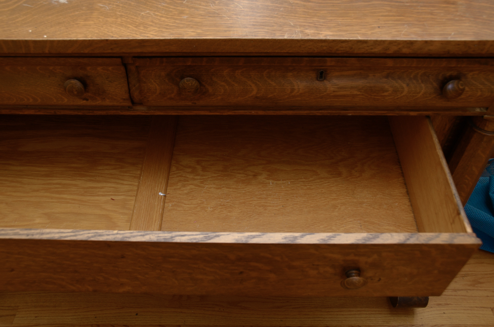 Antique Victorian Empire Style Oak Sideboard with Mirror