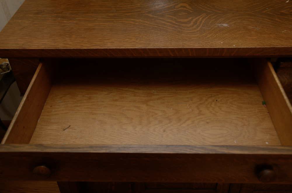 Antique Victorian Empire Style Oak Sideboard with Mirror