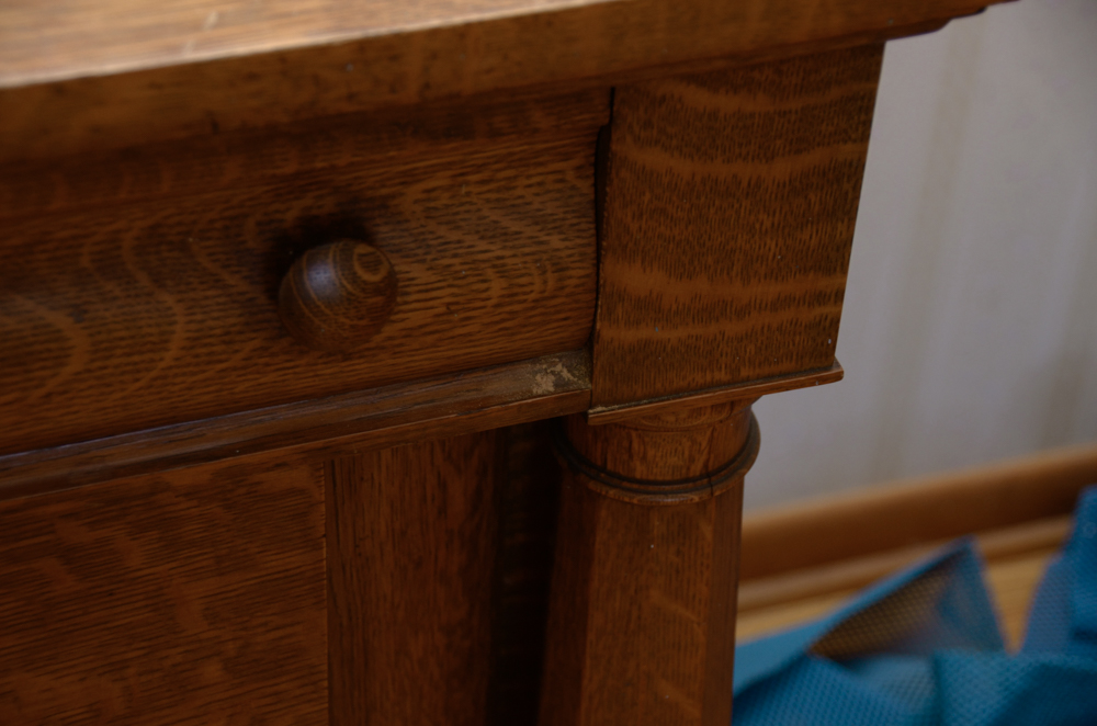 Antique Victorian Empire Style Oak Sideboard with Mirror