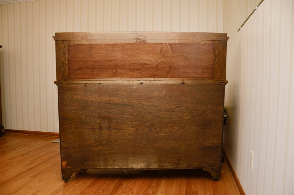 Antique Victorian Empire Style Oak Sideboard with Mirror