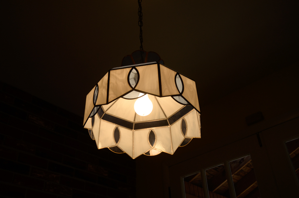 Vintage Blue and White Glass Pendant Light