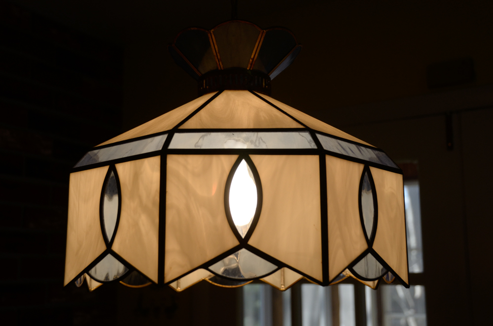 Vintage Blue and White Glass Pendant Light