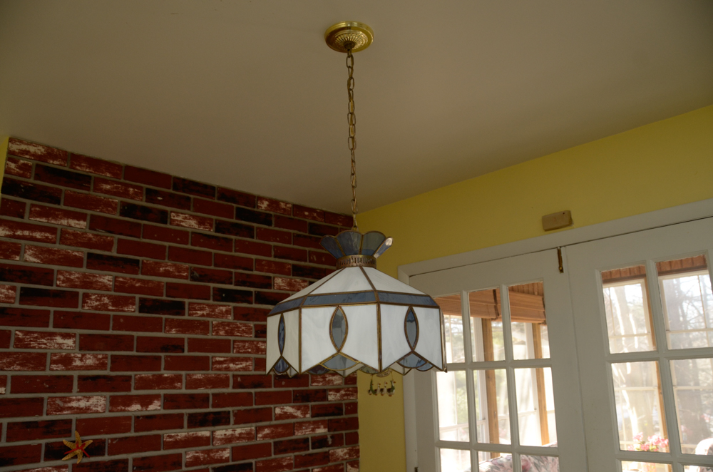 Vintage Blue and White Glass Pendant Light