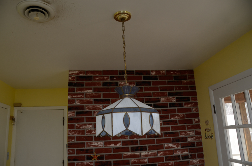 Vintage Blue and White Glass Pendant Light