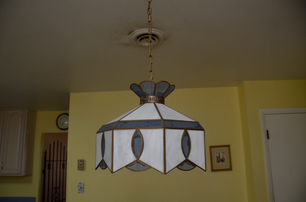 Vintage Blue and White Glass Pendant Light