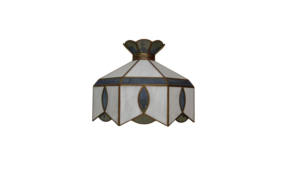 Vintage Blue and White Glass Pendant Light