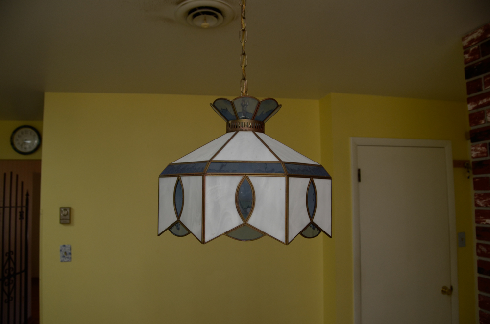 Vintage Blue and White Glass Pendant Light