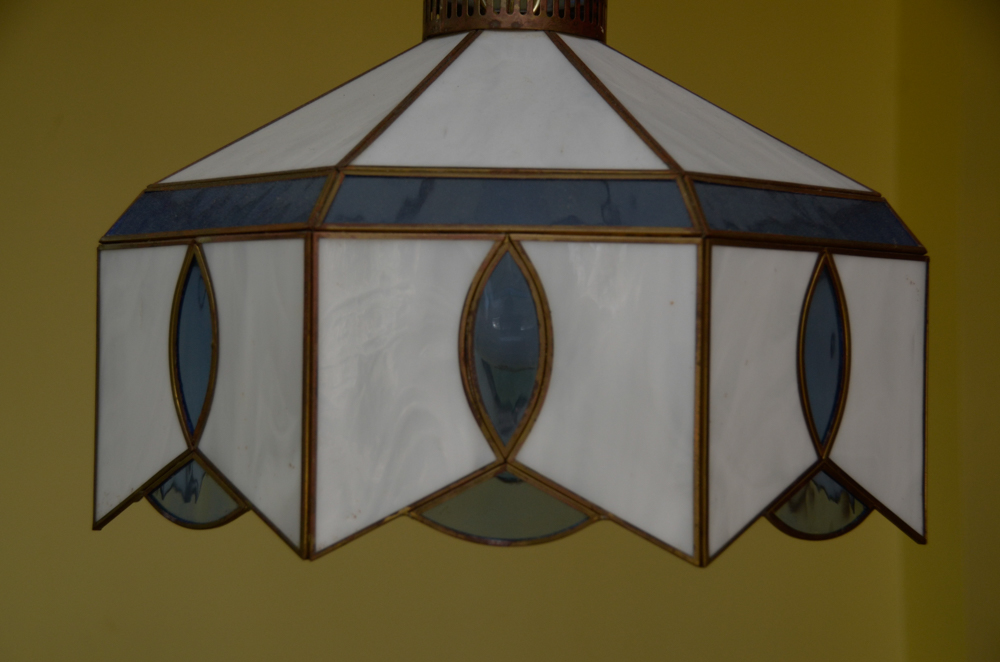 Vintage Blue and White Glass Pendant Light