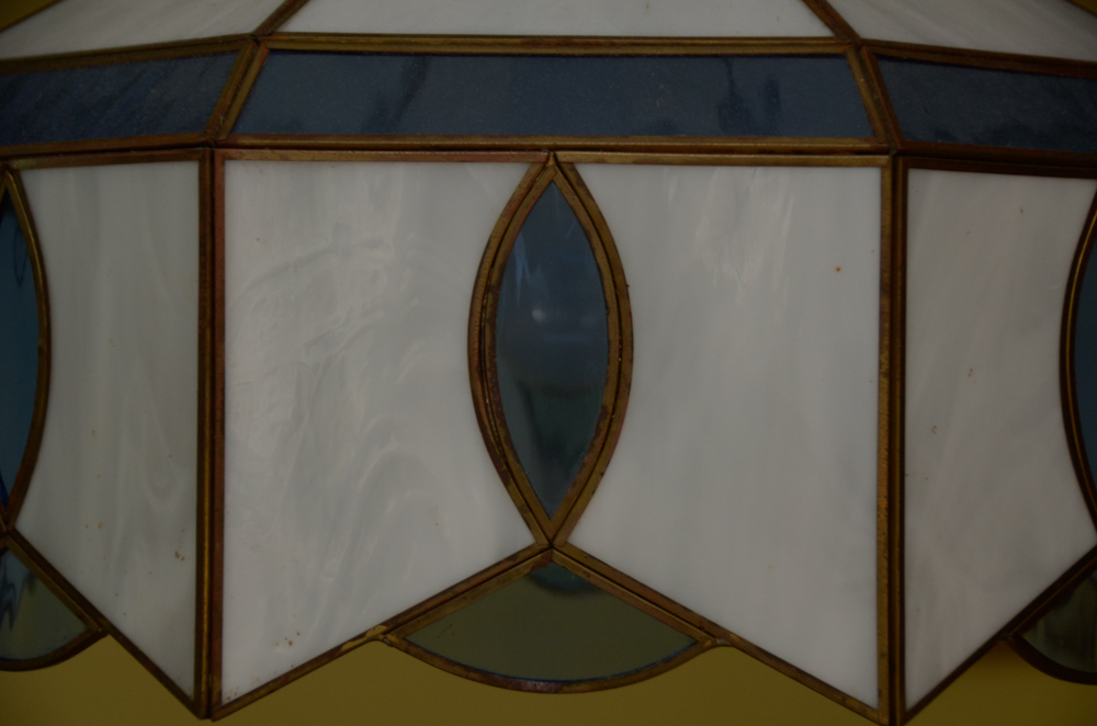 Vintage Blue and White Glass Pendant Light