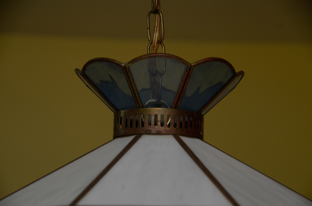 Vintage Blue and White Glass Pendant Light