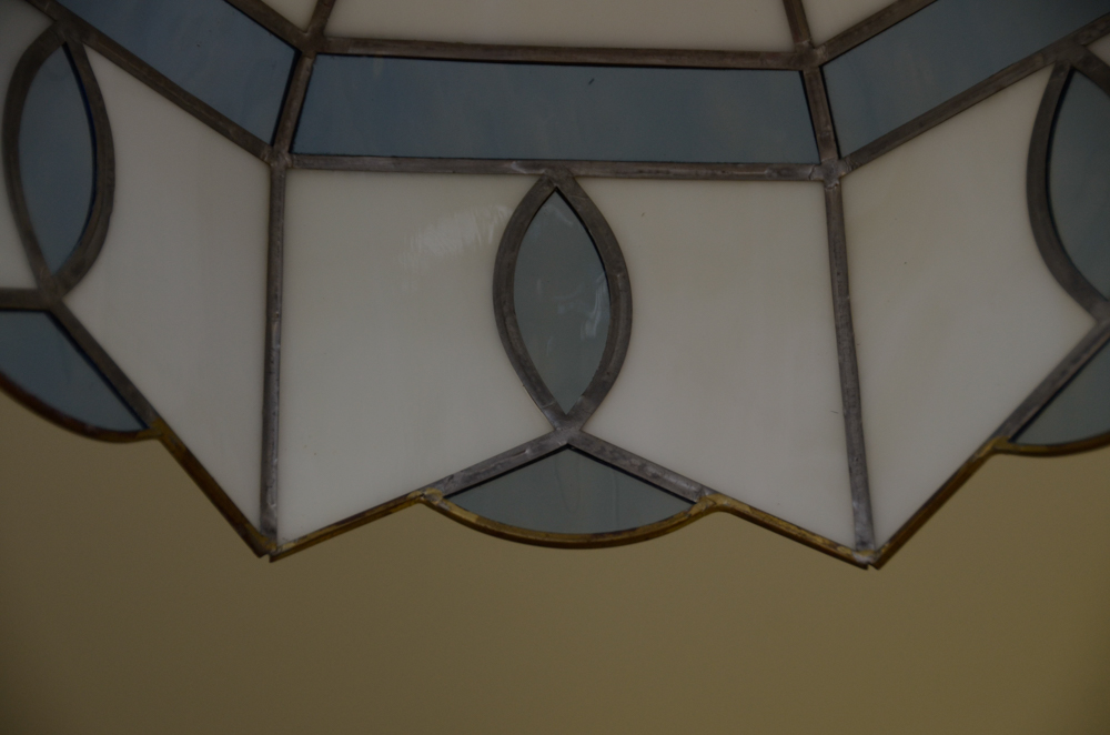 Vintage Blue and White Glass Pendant Light